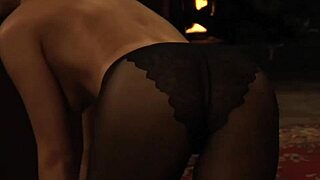 sensual lesbian slave in pantyhose seducing and kissing dom madame