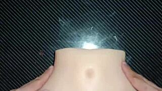 Candy experimenting with positions in creampie fun