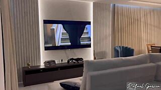 vizinha gostosa called for movie night turns into intense anal and blowjob session