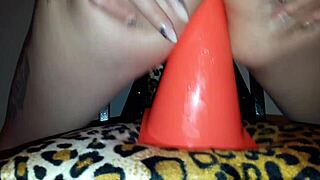Slut Lucy Fucks Traffic Cone With Ass