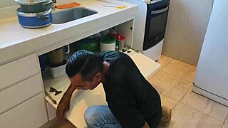 Pregnant wife cheats with plumber and lets him cum deep inside 😈