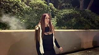 Italian big tits milf artemisia love enjoys a late night smoke session