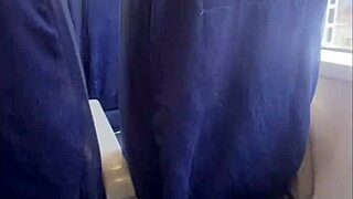 accidental sex on public train - handjob and cumshot with amateur milf