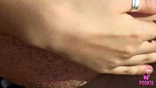 Tanned brat Juliette had a lot of fun stripping off at the beach