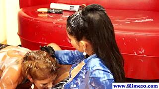 Sexy euro babes get bukkake at gloryhole