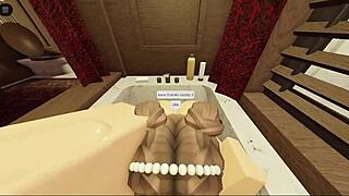 brunette with fat ass sucks and fucks in bathtub, teasingly hot