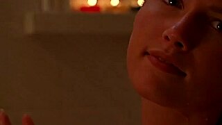 tania saulnier takes a refreshing nude shower, revealing her petite blonde figure in a cozy setting