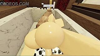 brunette with fat ass sucks and fucks in bathtub, teasingly hot
