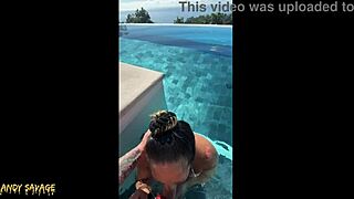 Amateur couple gives public blowjob at infinity pool in costa rica