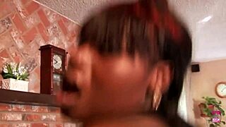 guy fingering the cunt of horny ebony slut before ramming her big cock