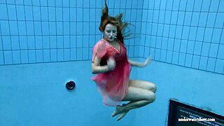 Big tits silvie swims and shows hairy pussy?