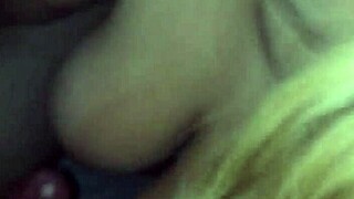 She Enthusiastically Plays with Cock and Tits Using Her Mouth