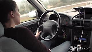 Hey, watch lou lebonne yank her shaved pussy to orgasm in the car, cumming hard! 😉