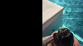 Amateur couple gives public blowjob at infinity pool in costa rica