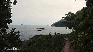 Alice Feels Thrilled Stripping Off Her Micro Bikini At The Crowded Public Beach