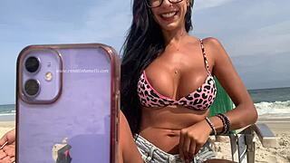 i'm live on the beach, showing off my big black cock and ass in public chat with renatinha mello