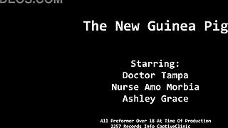 Alexis Grace as new guinea pig in bondage behind scenes
