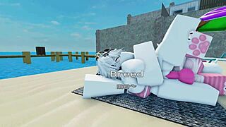 shark GOING ALL OUT on the beach roblox, furry fun in the sun