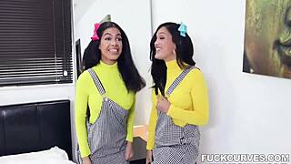 My stepsisters Maya Farrell and Alina Belle fucked me to get into the club