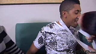 interracial group sex video with a busty amateur in anal assfucking and deepthroat