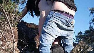 Sex on a hike! Blowjob and doggystyle above the forest triss-witch!