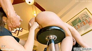 i crave belle amore's dirty threesome swallowing anal creampie on high stool