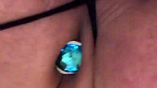 sun692 in black lingerie with butt plug close up