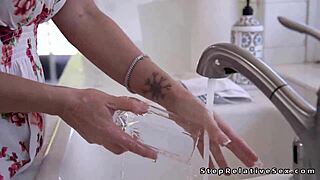 Mature Stepmom Interacts with Stepson in Bathroom Roleplay