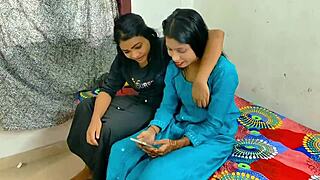 Rahul fucks girlfriend and wife in threesome on bed