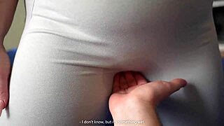 step sister asked to touch her wet pussy in leggings and fuck her