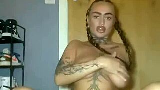 Scottish tattooed teen fingers herself hard and deep