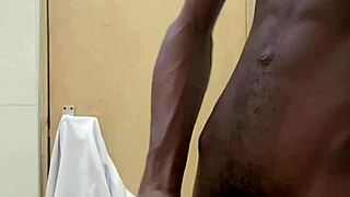 busting a nut in the public toilet with huge black cock