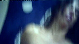 Skinny brunette meets Italian stud behind scenes