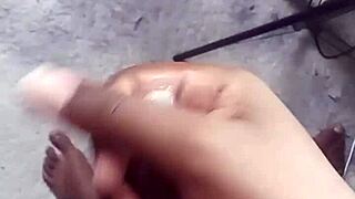 labeto's safe sex hot masturbation ends with cumshot in condom to sex machine song