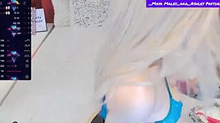 maya maleysexy strips in blue bra and cut-off jeans, does dildo bj and clit vibes