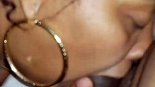 Does this gorgeous black milf love sucking big dick and balls