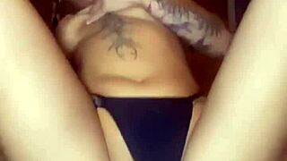 Scottish tattooed teen fingers herself hard and deep