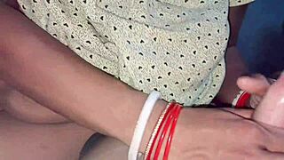 In the steamy bathroom, the young Telugu beauty seduces with her plump curves and fiery romance.