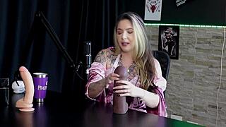 hey check out this horny blonde sucking two cocks then stripping to show her tasty pussy and tits - raphaela savanah sheer red halloween