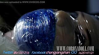 i play self-bondage in leather and nylon plastic wrap