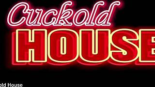 watch her pink shaved pussy get pounded raw by multiple huge cocks in wild gangbang orgy