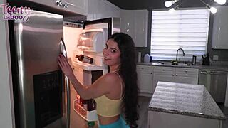 The 18-year-old stepdaughter flaunts her thick ass and gets creampied by her stepdad