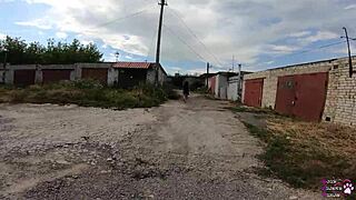 Horny Student Sucks Big Cock Behind Garages