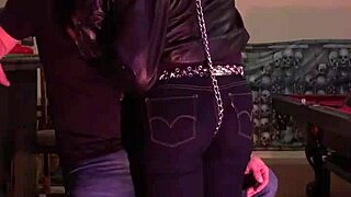 cherry's tight jeans hug her curves before the firm spanking starts