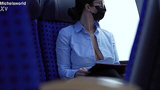 slave wife goes braless downblouse flashing her saggy tits public outdoor