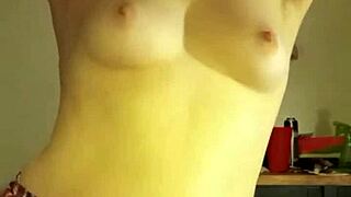 Horny homemade big tits red and white mini shakes ass begging for rough reality fuck