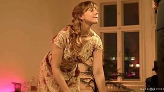 blonde big tits bent over for interracial double penetration party