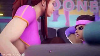 Brigitte gym shadow training horny pussy lick kissing tits outfit