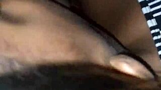 BOLD AMATEUR EBONY SLUT GAGS ON MASSIVE BLACK COCK IN SLOPPY RAW FUCK SESSION