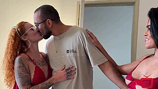 Tormenting Horny Voyeur Neighbor with Steamy Girls Play